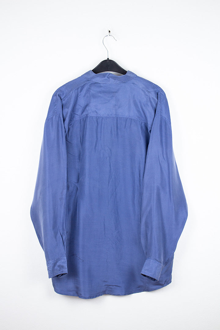 Novecento Seidenhemd in Blau XL