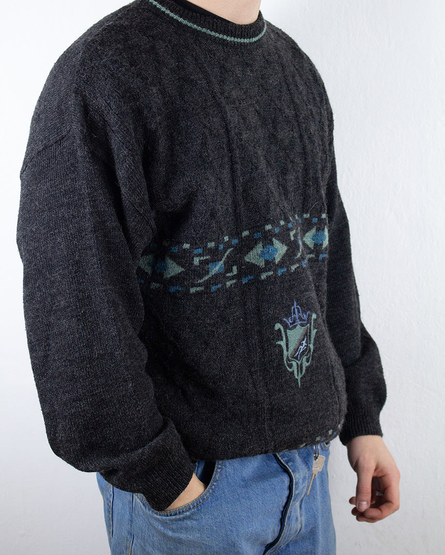 Strick Sweatshirt in Schwarz L