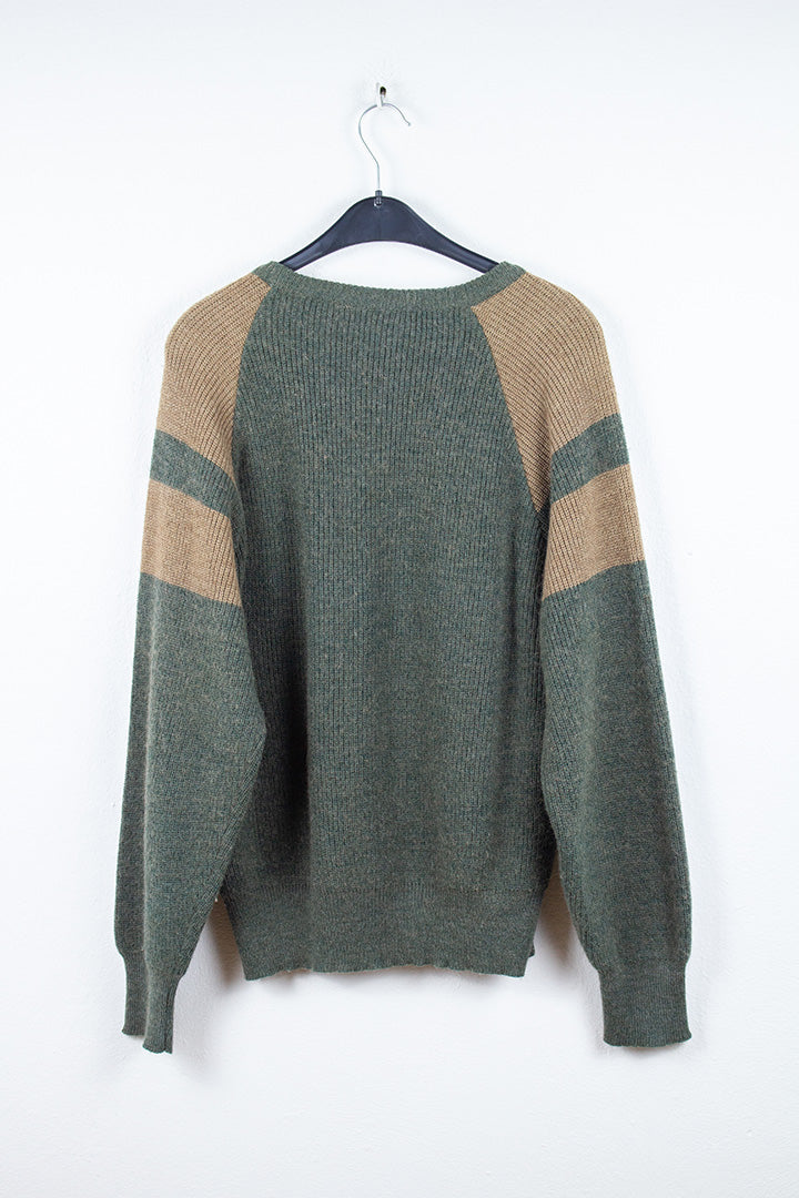 Strick Sweatshirt in Grün und Braun M